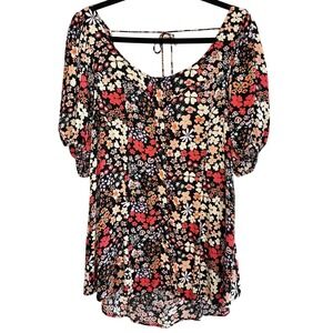 Free People Callie Printed Tunic Dress Top Size M Floral Boho Cottagecore Spring